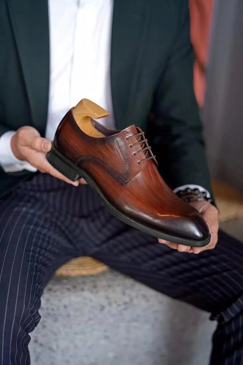 Elegant Plus Size Men's Formal Oxfords - Classic Lace-Up Leather Shoes for Weddings, Office, and Business Casual Events